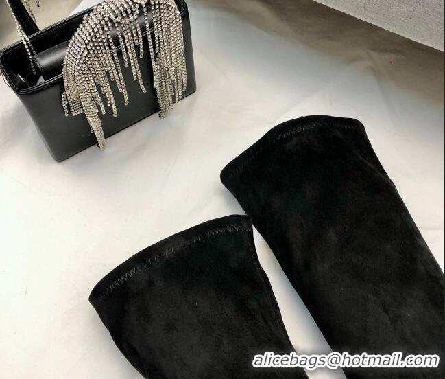 Sumptuous Saint Laurent Suede Over-Knee High Platform Boots 9.5cm Black 101166