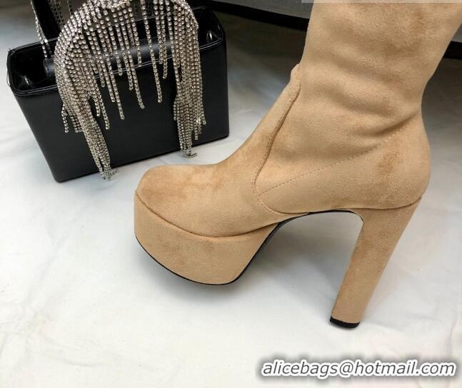 Hot Style Saint Laurent Suede Over-Knee High Platform Boots 9.5cm Camel 2101167