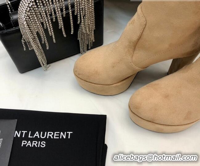 Hot Style Saint Laurent Suede Over-Knee High Platform Boots 9.5cm Camel 2101167