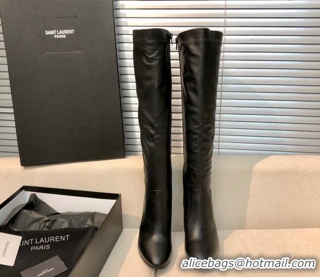 Luxury Saint Laurent Calf Leather High Boots 11.5cm Black 101170