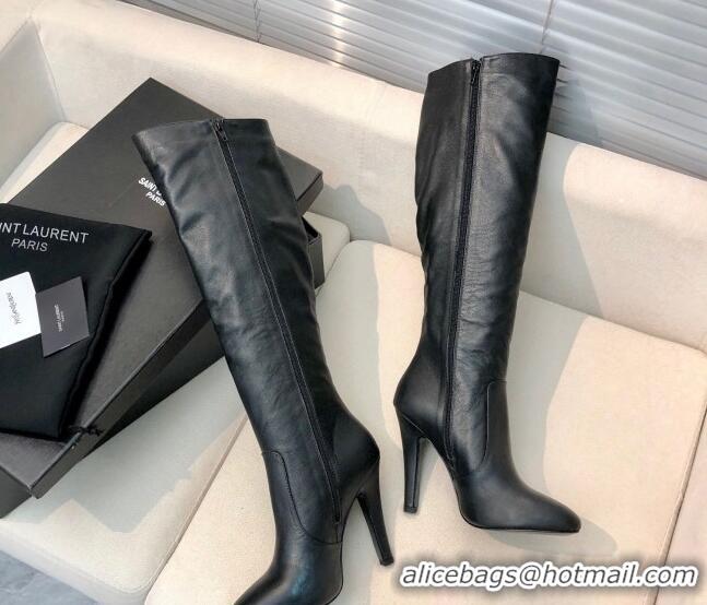 Luxury Saint Laurent Calf Leather High Boots 11.5cm Black 101170