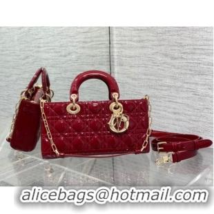 Super Quality MEDIUM LADY D-JOY BAG Patent Cannage Calfskin M0540ON RED