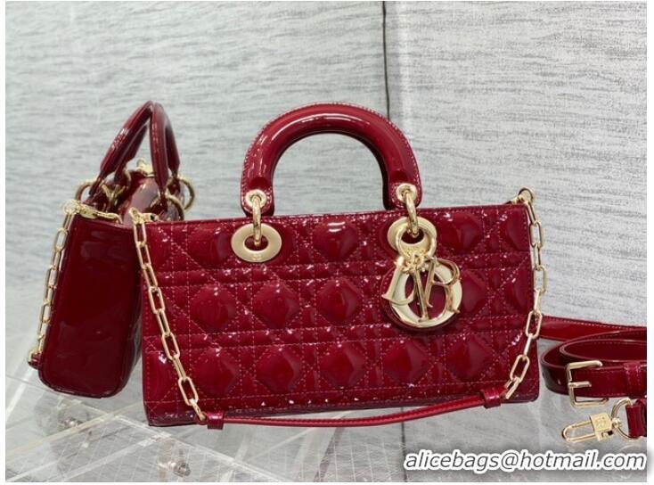 Super Quality MEDIUM LADY D-JOY BAG Patent Cannage Calfskin M0540ON RED