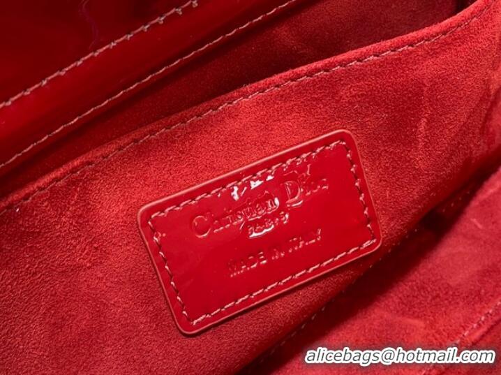 Super Quality MEDIUM LADY D-JOY BAG Patent Cannage Calfskin M0540ON RED