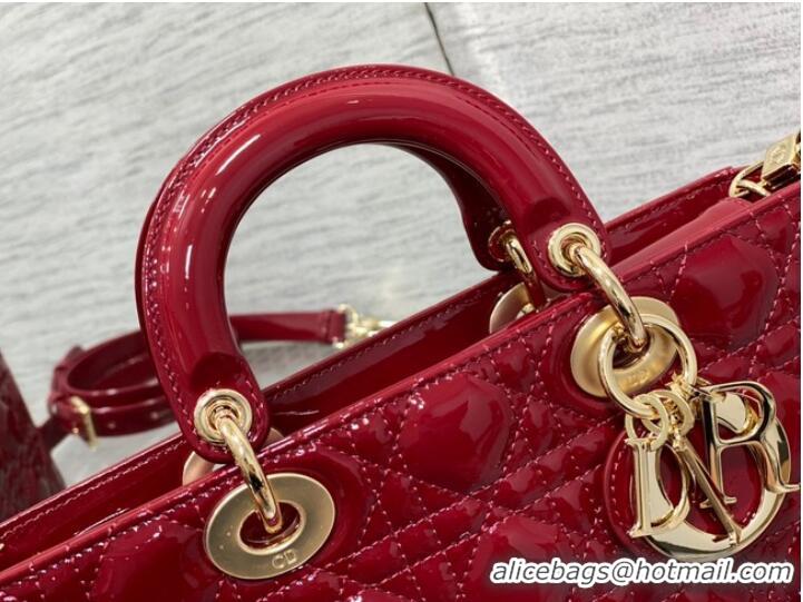 Super Quality MEDIUM LADY D-JOY BAG Patent Cannage Calfskin M0540ON RED