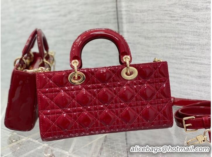 Super Quality MEDIUM LADY D-JOY BAG Patent Cannage Calfskin M0540ON RED