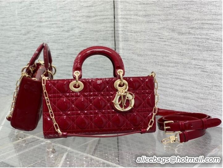 Super Quality MEDIUM LADY D-JOY BAG Patent Cannage Calfskin M0540ON RED