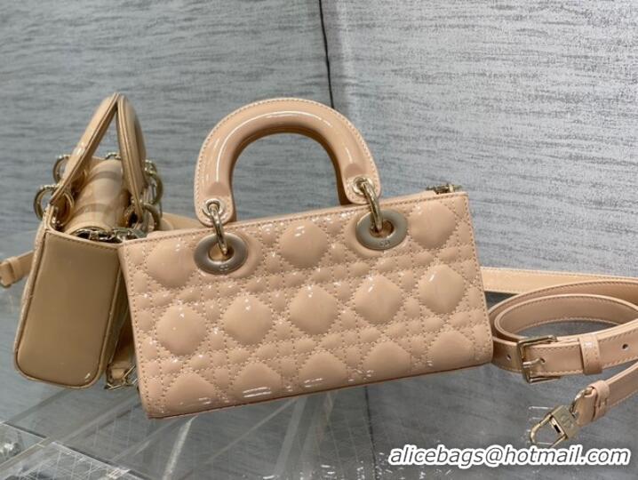 Inexpensive Dior SMALL LADY D-JOY BAG Patent Cannage Calfskin M0613OW pink