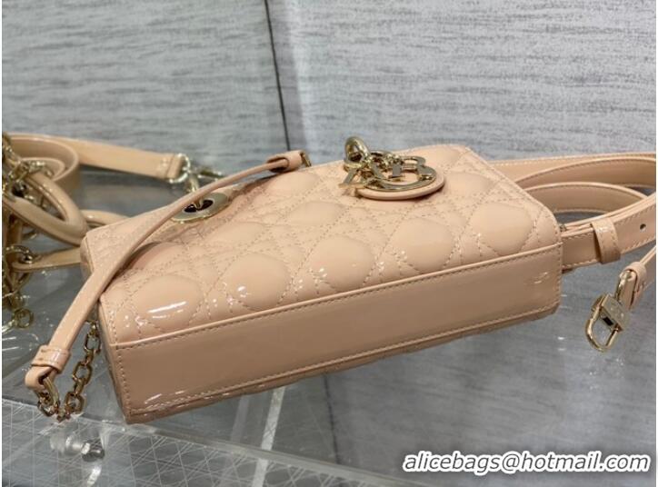 Inexpensive Dior SMALL LADY D-JOY BAG Patent Cannage Calfskin M0613OW pink