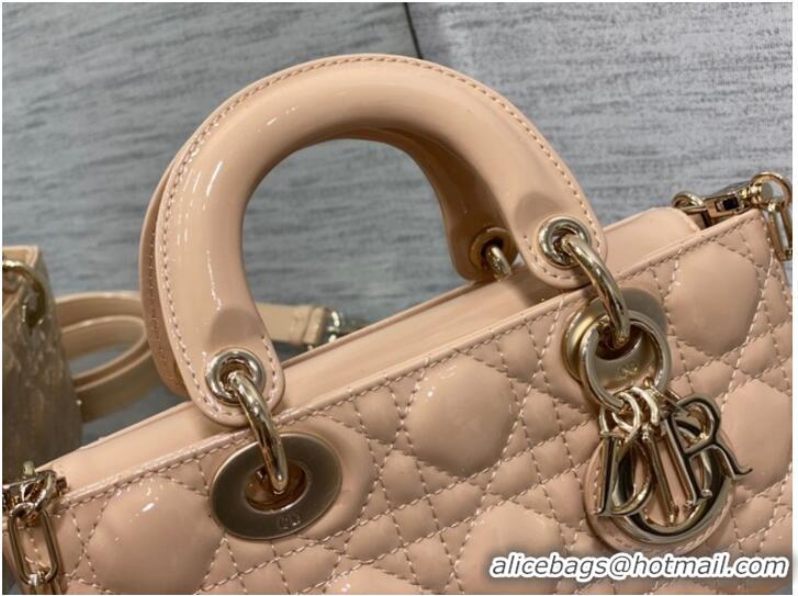 Inexpensive Dior SMALL LADY D-JOY BAG Patent Cannage Calfskin M0613OW pink