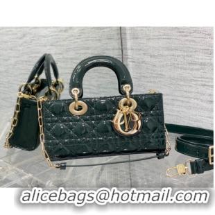 Cheapest Dior SMALL LADY D-JOY BAG Patent Cannage Calfskin M0613OW blackish green