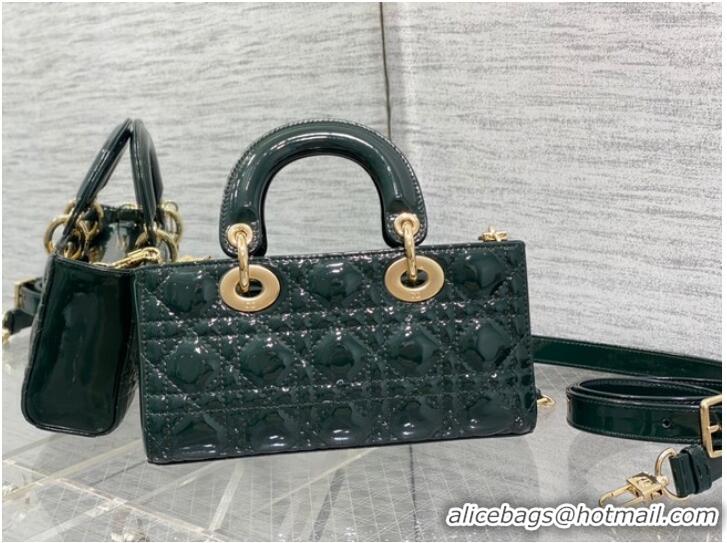 Cheapest Dior SMALL LADY D-JOY BAG Patent Cannage Calfskin M0613OW blackish green