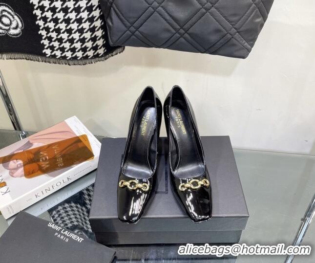 Super Quality Saint Laurent Severine Pumps in Patent Leather 10cm Heel Black 1115055