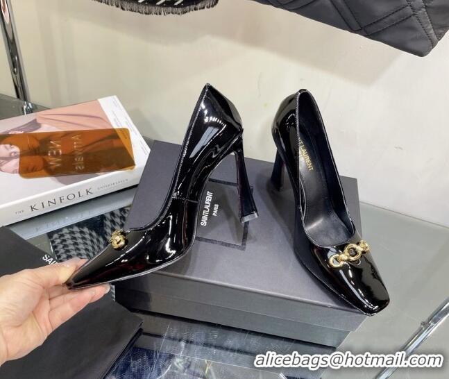 Super Quality Saint Laurent Severine Pumps in Patent Leather 10cm Heel Black 1115055