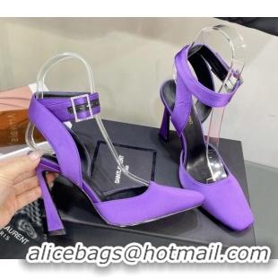 Reasonable Price Saint Laurent Fanny Pumps in Satin 10cm Heel Purple 115054