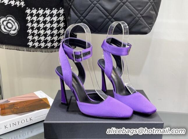 Reasonable Price Saint Laurent Fanny Pumps in Satin 10cm Heel Purple 115054