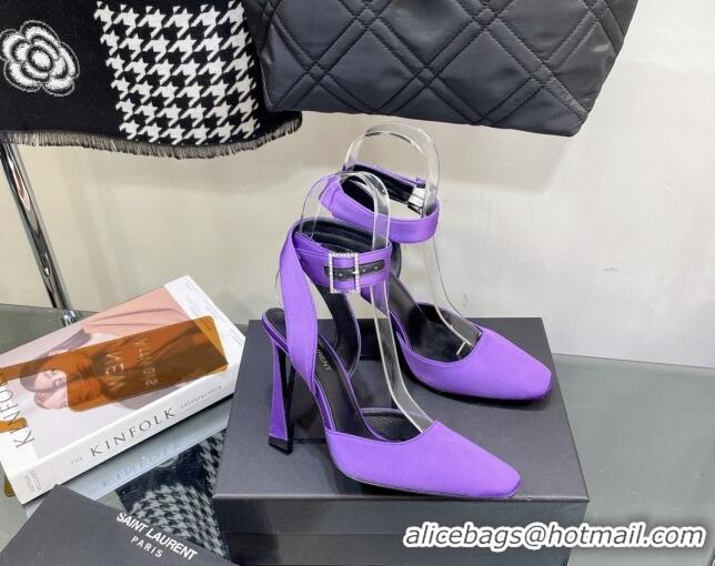 Reasonable Price Saint Laurent Fanny Pumps in Satin 10cm Heel Purple 115054