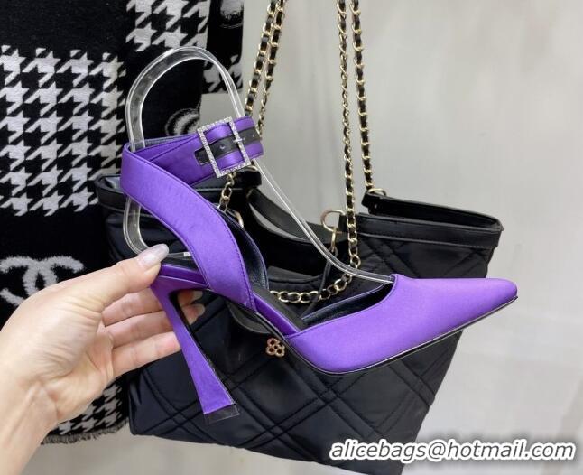 Reasonable Price Saint Laurent Fanny Pumps in Satin 10cm Heel Purple 115054