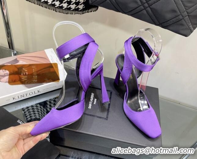 Reasonable Price Saint Laurent Fanny Pumps in Satin 10cm Heel Purple 115054