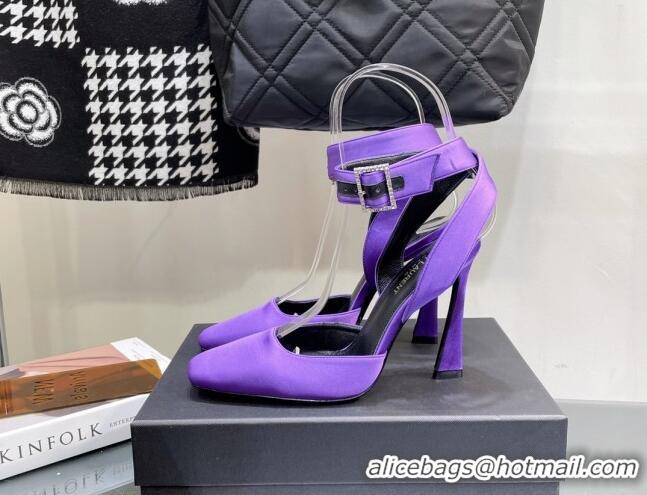 Reasonable Price Saint Laurent Fanny Pumps in Satin 10cm Heel Purple 115054