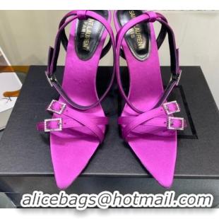 Duplicate Saint Laurent Lila Sandals in Satin 11.5cm Heel Purple 114067