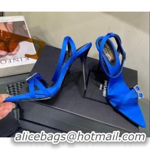 Duplicate Saint Laurent Lila Sandals in Satin 11.5cm Heel Blue 114065