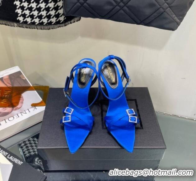 Duplicate Saint Laurent Lila Sandals in Satin 11.5cm Heel Blue 114065