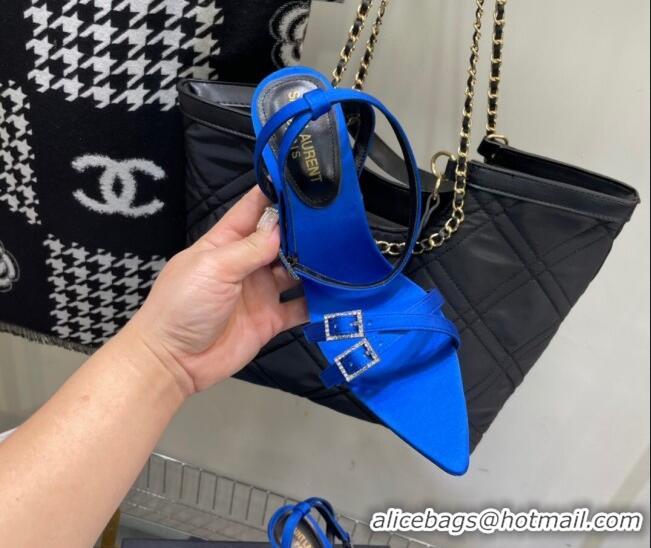 Duplicate Saint Laurent Lila Sandals in Satin 11.5cm Heel Blue 114065