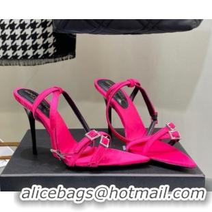 Good Quality Saint Laurent Lila Sandals in Satin 11.5cm Heel Rosy 114064