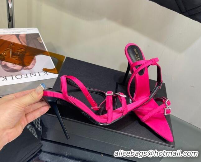 Good Quality Saint Laurent Lila Sandals in Satin 11.5cm Heel Rosy 114064