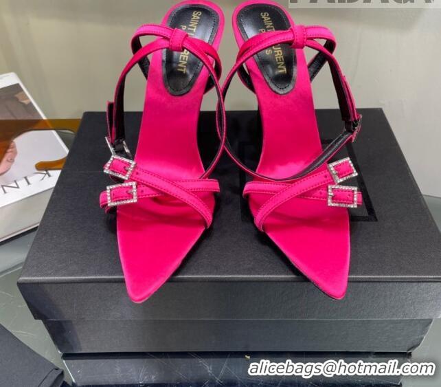 Good Quality Saint Laurent Lila Sandals in Satin 11.5cm Heel Rosy 114064