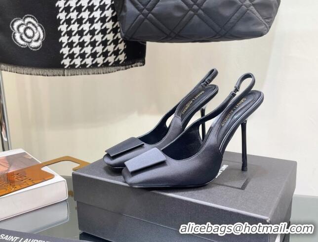 Best Price Saint Laurent Maxine Slingback Pumps in Crepe De Chine 11.5cm Heel Black 1114061