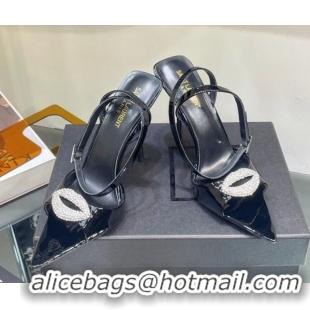 Top Quality Saint Laurent Nuit Sandals in Patent Leather 11.5cm Heel Black 114060