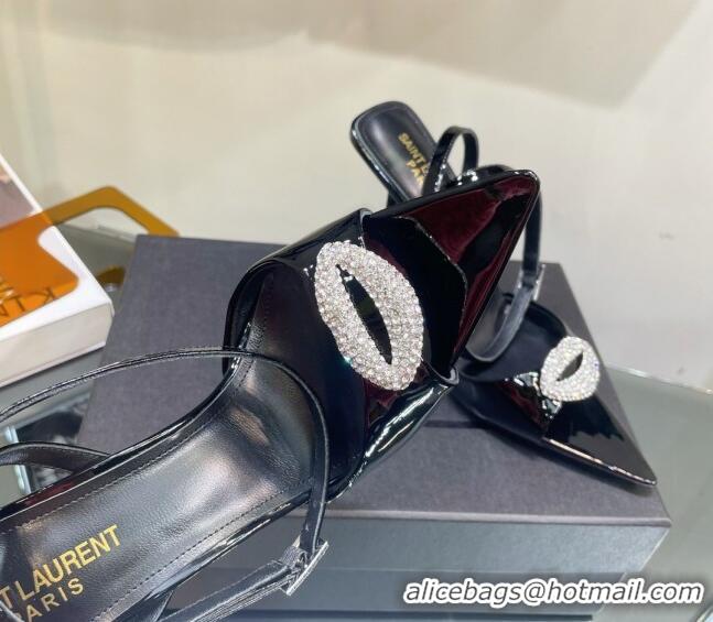 Top Quality Saint Laurent Nuit Sandals in Patent Leather 11.5cm Heel Black 114060