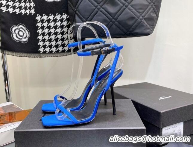 Low Price Saint Laurent Georgia Sandals in Satin 11.5cm Heel Blue 114057