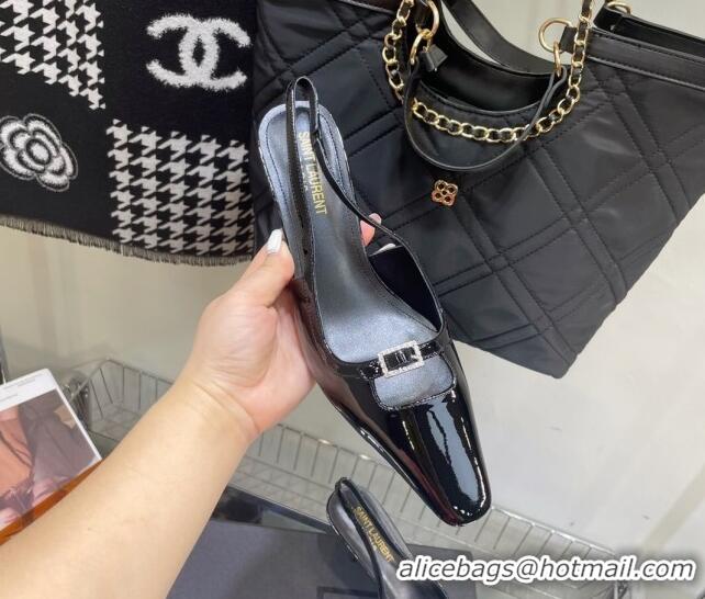 Discount Saint Laurent Blade Slingback Pumps in Patent Lather 6.5cm heel Black 1114053