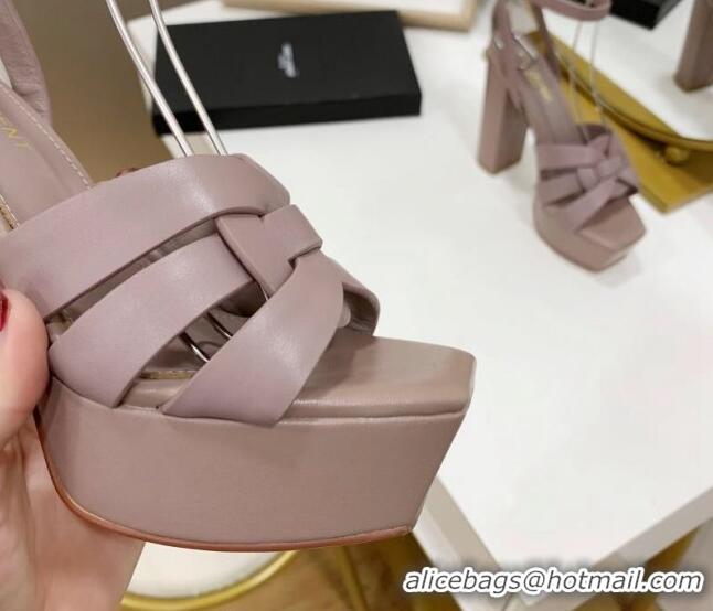 Good Looking Saint Laurent Tribute Platform Sandals in Calf Leather Pink 122473