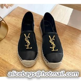 Grade Quality Saint Laurent YSL Mesh and Leather Espadrilles Black 122643