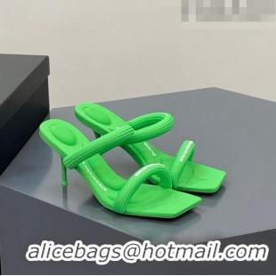 ​Most Popular Alexander Wang Julie Padded Nylon High Heel Slide Sandals AW0209 Green 2023