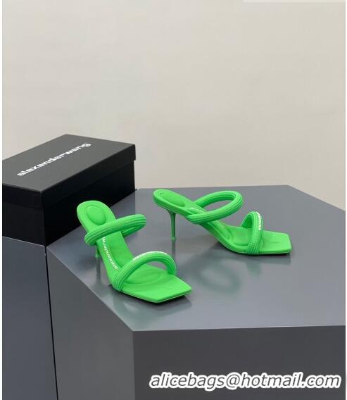 ​Most Popular Alexander Wang Julie Padded Nylon High Heel Slide Sandals AW0209 Green 2023