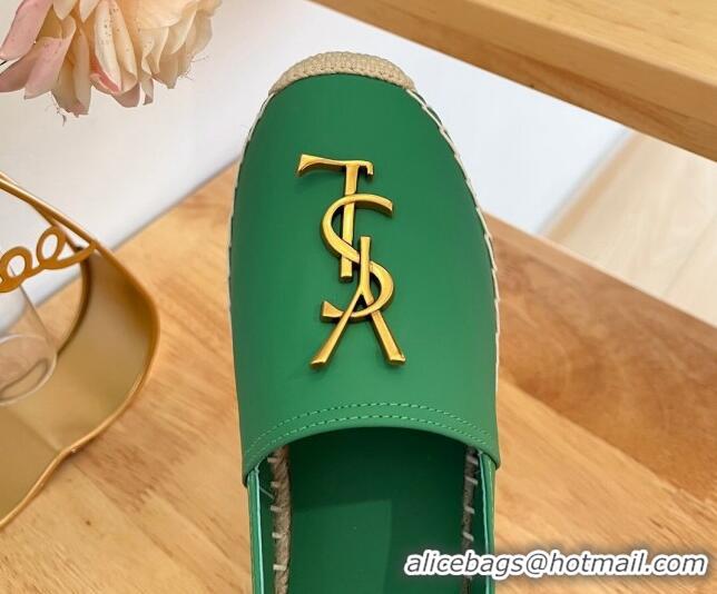 Pretty Style Saint Laurent YSL Lambskin Espadrilles Green 122644