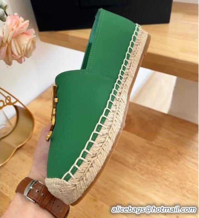 Pretty Style Saint Laurent YSL Lambskin Espadrilles Green 122644