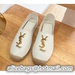 Classic Hot Saint Laurent YSL Lambskin Espadrilles White 2122645