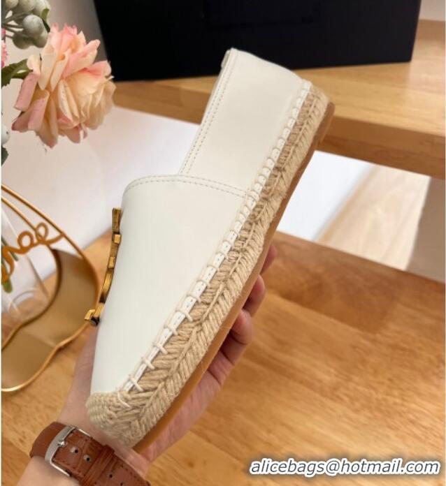 Classic Hot Saint Laurent YSL Lambskin Espadrilles White 2122645