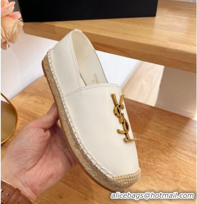 Classic Hot Saint Laurent YSL Lambskin Espadrilles White 2122645