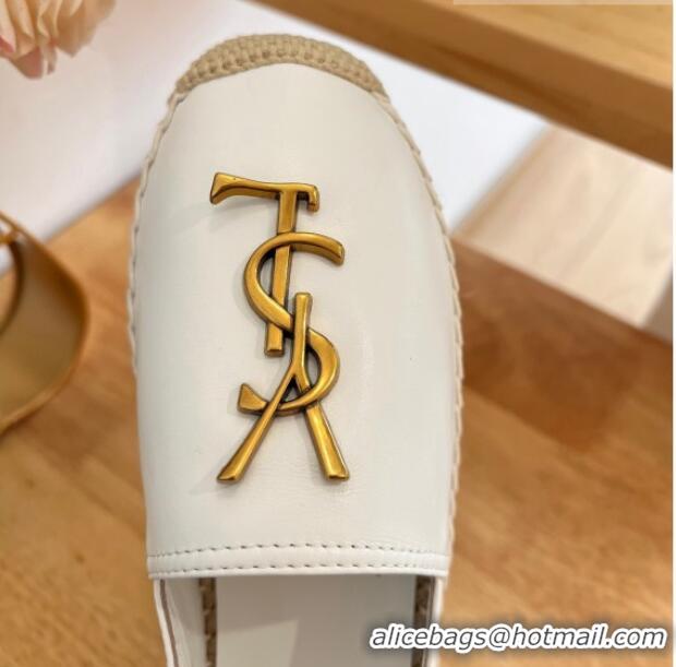 Classic Hot Saint Laurent YSL Lambskin Espadrilles White 2122645