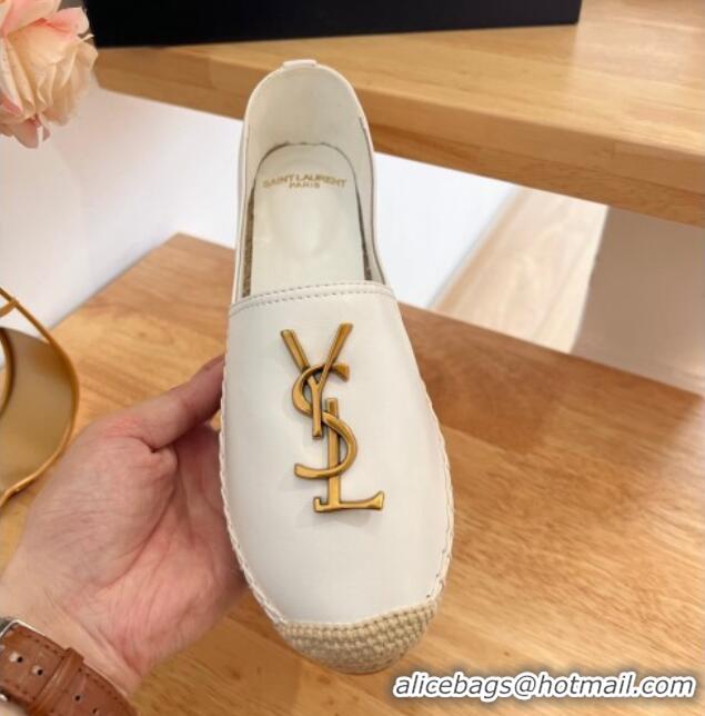 Classic Hot Saint Laurent YSL Lambskin Espadrilles White 2122645