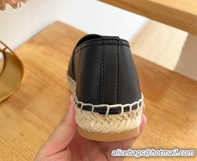 Good Quality Saint Laurent YSL Lambskin Espadrilles Black 122646