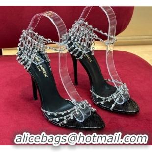 Grade Quality aint Laurent Alex Chain Sandals in Calf Leather 11cm Black 122870