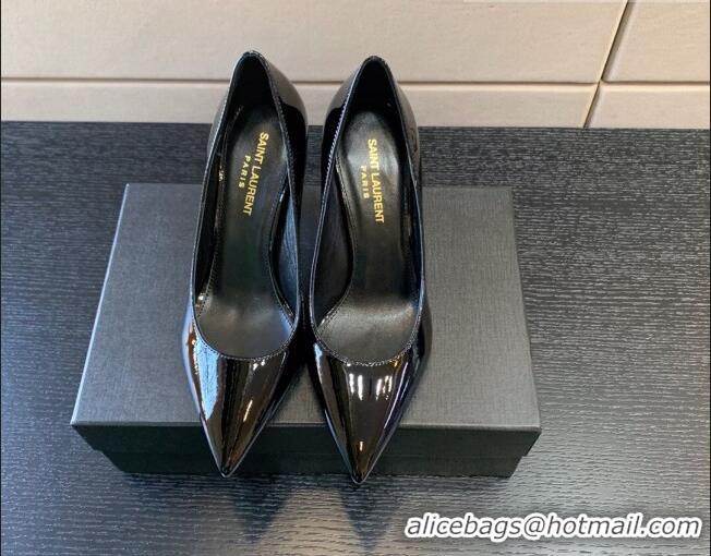 Purchase Saint Laurent Patent Leather YSL High Heel Pumps 8.5cm All Black 122854